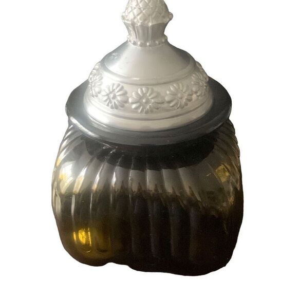 Vintage Artland Apothecary Amber Glass Jar Canister A Charming Addition Rare HTF - Picture 7 of 15